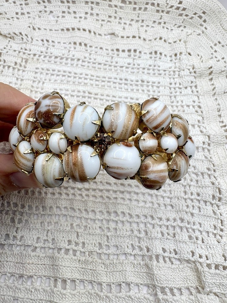 Verified Juliana Delizza And Elster Copper Fluss Milk Glass Clamper Bracelet