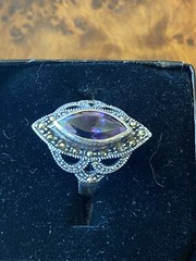 markasite and amethyst sterling silver ring siz 5.5