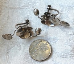 Vintage Early Mexican Silver Intricate Flower Earrings – Rare!
