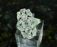 Vintage Style Round Lab Created Diamond 14K White Gold Finish Anniversary Ring