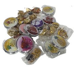 Mixed Jewelry Lot Bundle Large Pendant Necklaces Floating Glitter Compacts Bling