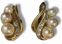 Vintage SCREWBACK EARRING Mixed Lot 8 Pair Textured Gold Enamel Faux Pearl +