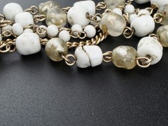 Vintage W Germany Milk Glass Faux Pearl Multi Strand Statement Necklace 90g…