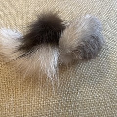 Vintage 80s Lady Face & Fur Hair Brooch Pin Glam