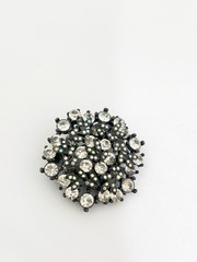 Vintage AB Rhinestone Brooch Pin Pendant Japanned Flower Cluster