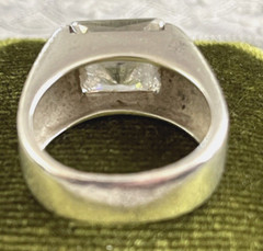 Chunky Sterling Silver Clear CZ Open Channel Set Solitaire Statement Ring 6.25