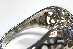 Estate 925 Sterling Silver Filigree Dome Heart Ring Size 8