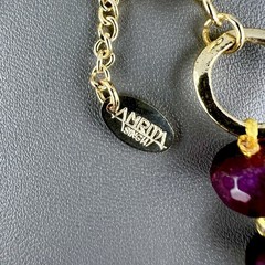 Amrita Singh Necklace Chunky Faceted Amethyst Beaded Gold Tone Signed 19”