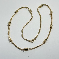 Vintage Gold Tone Twisted Chain Station Link Necklace Bar Beads 24″