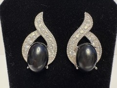 Vintage Fifth Avenue Collection Butler Crystal Rhinestone Earrings Silver Studs