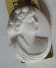 High Relief Conch Shell Cameo Lady Portrait Pink Hand Carved Loose 26mm