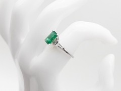 Vintage $6000 3.50ct Colombian Emerald VS G Diamond 14k White Gold Wedding Ring