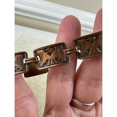 Vintage Bell Trading Post Solid Copper Thunderbird Link Bracelet 7.5 Inch