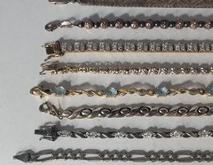Vtg Sterling Silver Gold Tennis & Chain Bracelets Lot of 10 Diamond CZ Topaz