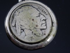 Vintage 1929 Buffalo Nickel Bracelet Handcrafted Silver Tone Mounts