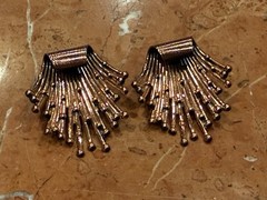 MATISSE RENOIR ATOMIC COPPER MCM MODERNIST CURSL & RAYS CLIP ON EARRINGS EUC