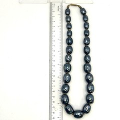 Vintage Iridescent Blue Peacock Glazed Ceramic Bead Necklace 100g 18”