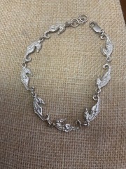 Vintage Sterling Silver 925 Seahorse Bracelet 7 3/4″ Length