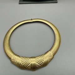 Vintage Gallery Originals Gold Tone Collar Necklace Textured Statement Choker