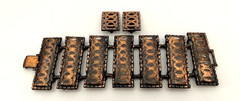 Vintage Brutalist Copper-Tone Link Bracelet and Earring Set