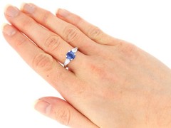 Vintage 1.83Ct Sapphire and 0.66Ct Pear Diamond Platinum Ring Circa 1980