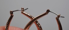 Vintage Gold Tone Pierced Loop English Lock Earrings 1.5″ Copper Color