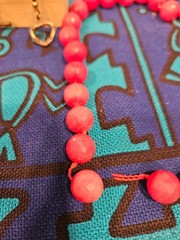 Red Coral beads 16″ broken necklace cord and broken earring and solo bead
