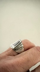 VINTAGE MT 925 STERLING SILVER FAN COCKTAIL RING TAPERED BAGUETTE STONE 10 G 7