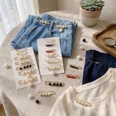 14Pcs Faux Pearl Beaded Pins Decorative Brooches for Pants Waist Tightening
