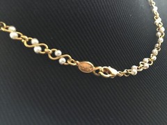 Vintage Jewelry Napier Choker Necklace Tiny Pearl Beads in Gold Tone Links