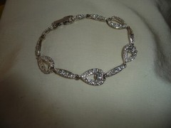 WEDDING SILVER TONE FAUX DIAMONDS RHINESTONE LINKS 3/8″W 7″L BRACELET #23/5A