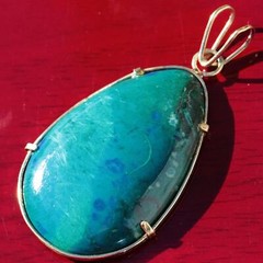 14k yellow gold pendant 38.7ct turquoise solitaire 1920’s antique 10.5gr N2606D