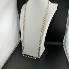 Vtg NineWest Necklace GoldT Paperclip & Round Link Chains Faux Pearls NWT 38-41”