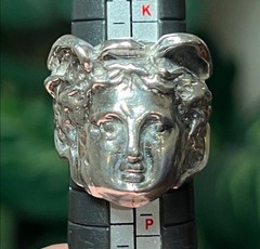 Vintage Greek God Hermes Roman God Mercury Sterling Silver 3D Face Head Ring