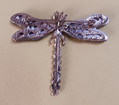 Vintage GREEN EYED Jewel Encrusted Dragonfly Brooch