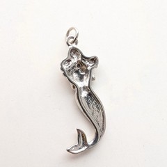 Whimsigoth Silver Tone Mermaid Dyed Shell Inlay Coastal Beach Charm Pendant