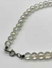 Cute Vintage Lucite Bubble Necklace Iridescent Pastel Pink & Blue