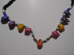 Multi Colors Tiny Ocean Conch Shaped Shell & Glass Bead Necklace 9″ Drop