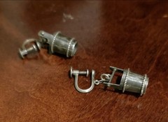 Sterling Silver Miniature Wishing Well Bucket Screw-Back Earrings