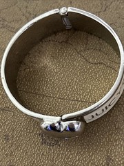 Juicy Couture Cuff Bracelet Hinged Enamel Metal Puff Heart Closure Vintage