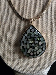 Vintage Monet Abalone Pendant Necklace 28 1/2 In Long