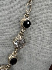 Sterling Silver Arya Black Onyx Quartz Collar Necklace black white silver