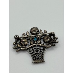 Vintage 935 Sterling Silver Paste Giardinetto Flower Basket Brooch Pin