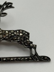 Vintage Art Deco Brooch 935 Sterling Silver Marcasite Deer