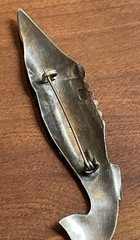Beautiful Vintage Solid 925 Sterling Silver Fish Brooch / Pin