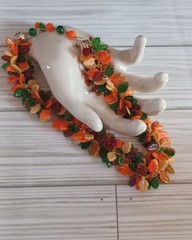 1960s Lucite Leaf Fringe Necklace Made in Hong Kong fall colors choker necklace