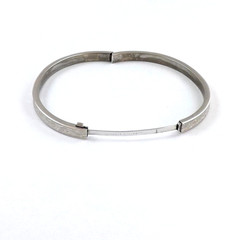 Marathon Sterling Silver Concave Floral Etched Hinged Bangle Bracelet 11gr Vtg