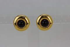 Casual Corner Gold Tone & Black Center Clip-on Earrings, SIgned, 29gr