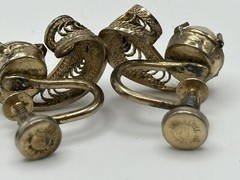 Lot Of 3 Vintage Screw Back Earrings BELL, Sterling, Sorrento, Rhinestones