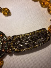 Stunning Art Deco Style LaVintage Necklace Faceted Glass Crystals Brass-tone